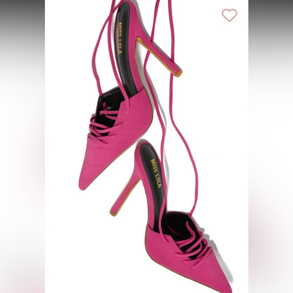 Pink Lace Up Heel Pumps - worn once - Picture 3 of 6
